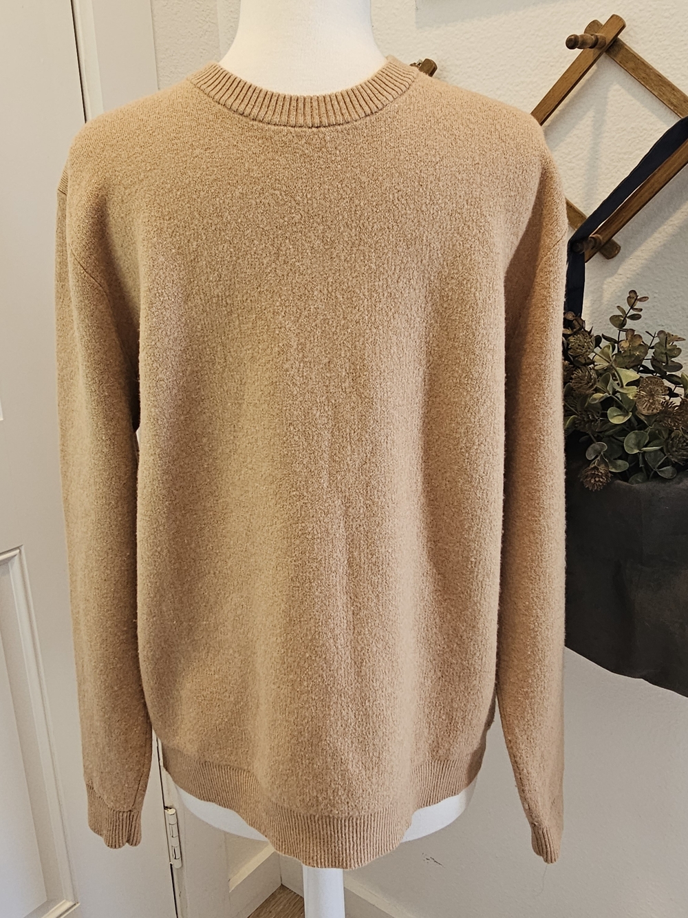 Taylor Stitch Men's Crewneck Sweater in Camel Brown